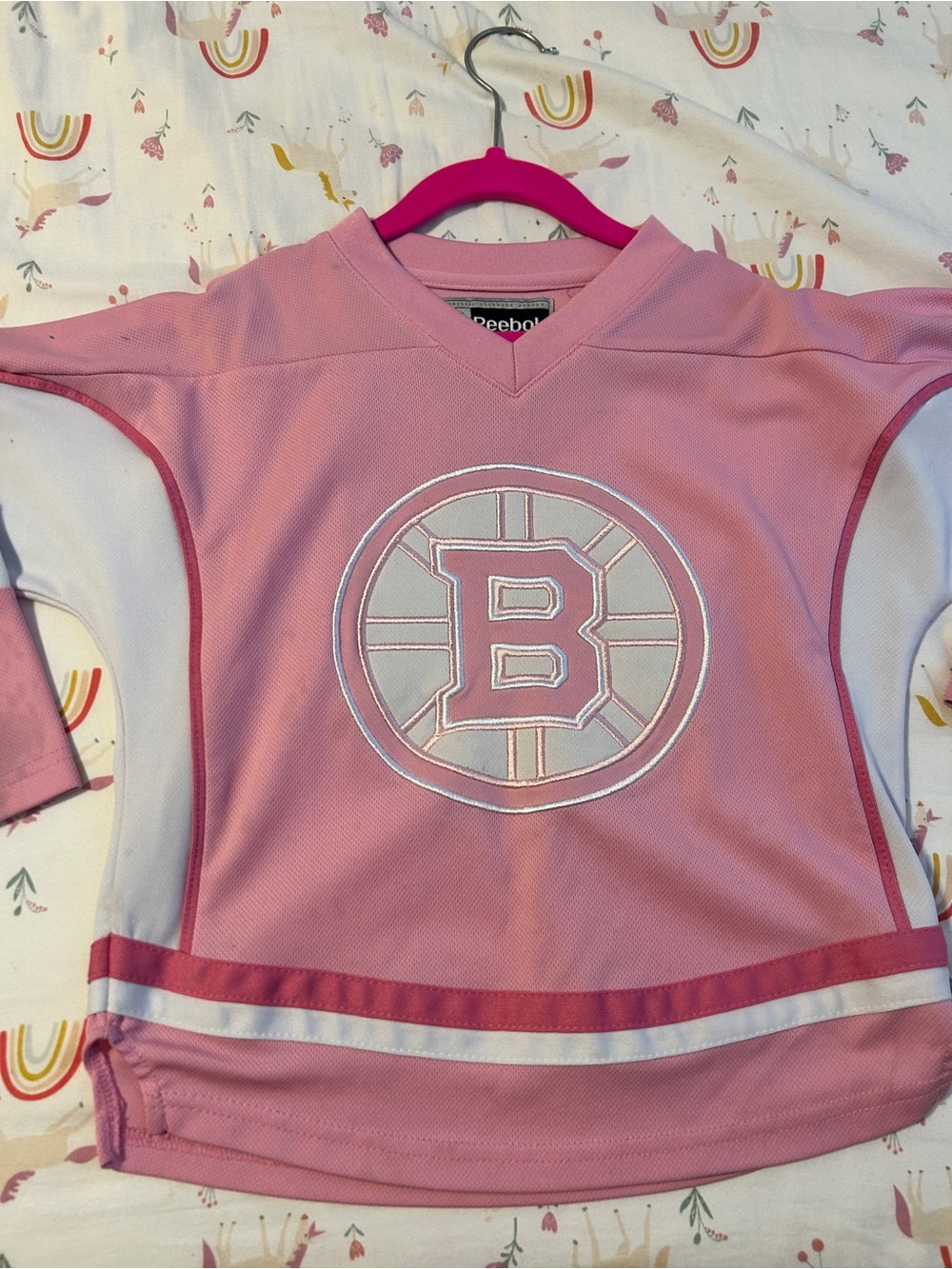 Reebok Girls' Pink Hockey Jersey - Boston Logo